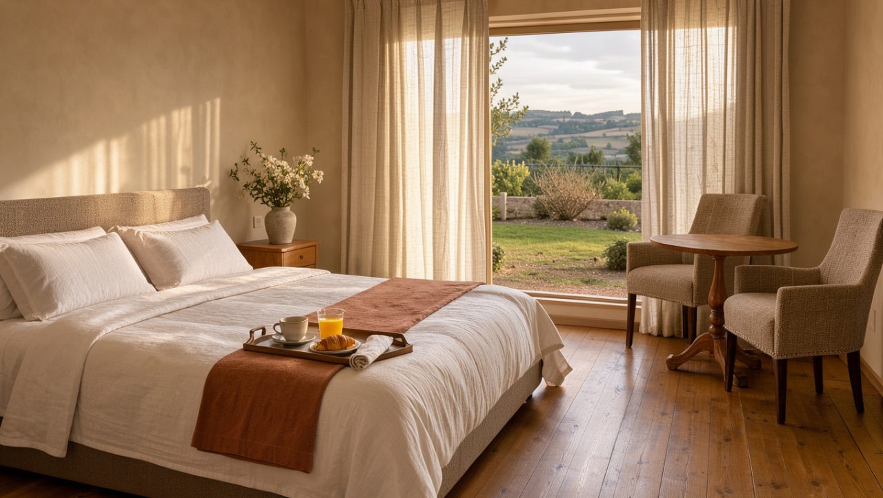 Chambre d’hôte chaleureuse en Haute-Garonne, ouverte sur un jardin paisible et la nature environnante.